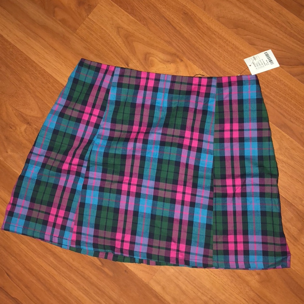 urban outfitters pink/rose plaid skirt